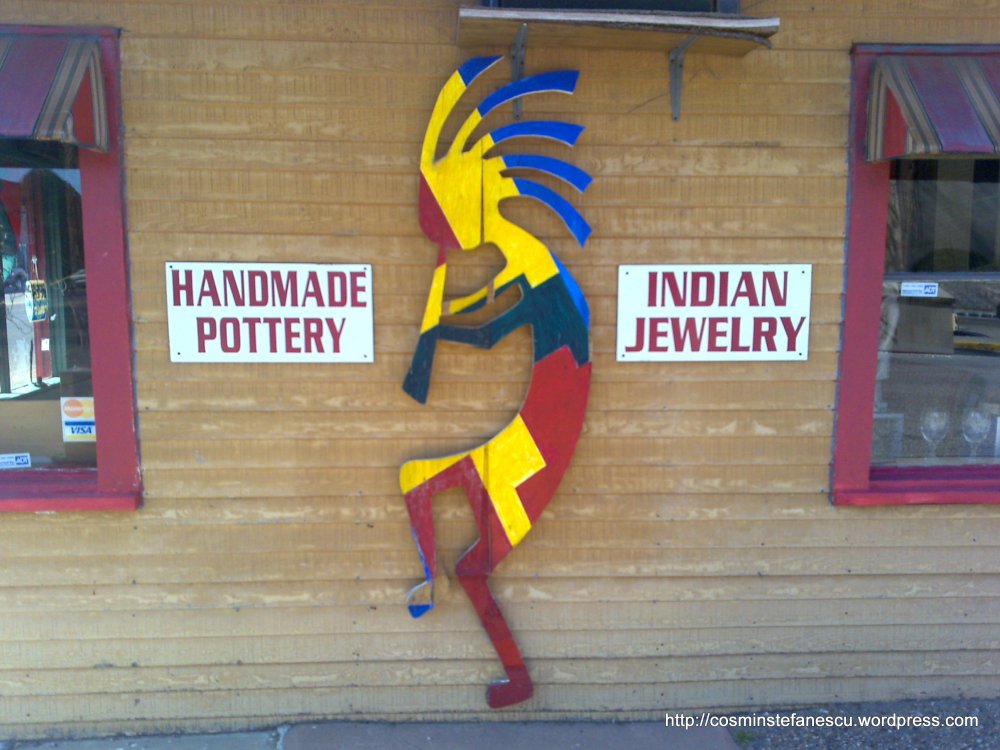 Pictura a unui indian stilizat pe un magazin de bijuterii confectionate de indieni - Canyon Palo-Duro - Foto Cosmin Stefanescu